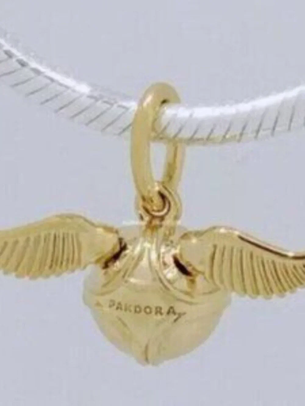 New Pandora Shine Gold Harry Potter Golden Snitch Wings Pendant Charm